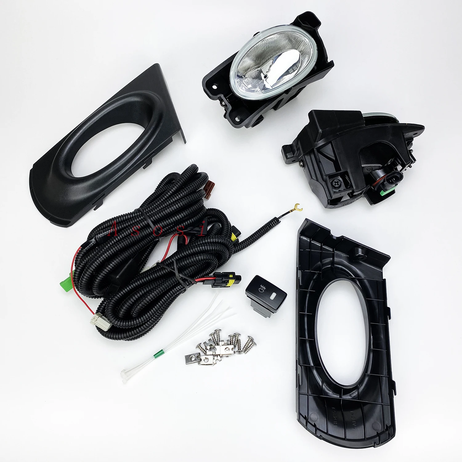 Front Bumper Fog Light Kit For Honda Jazz / Fit 2011 2012 2013 Right + Left Side With Bulb Switch Wire Harness Bezel