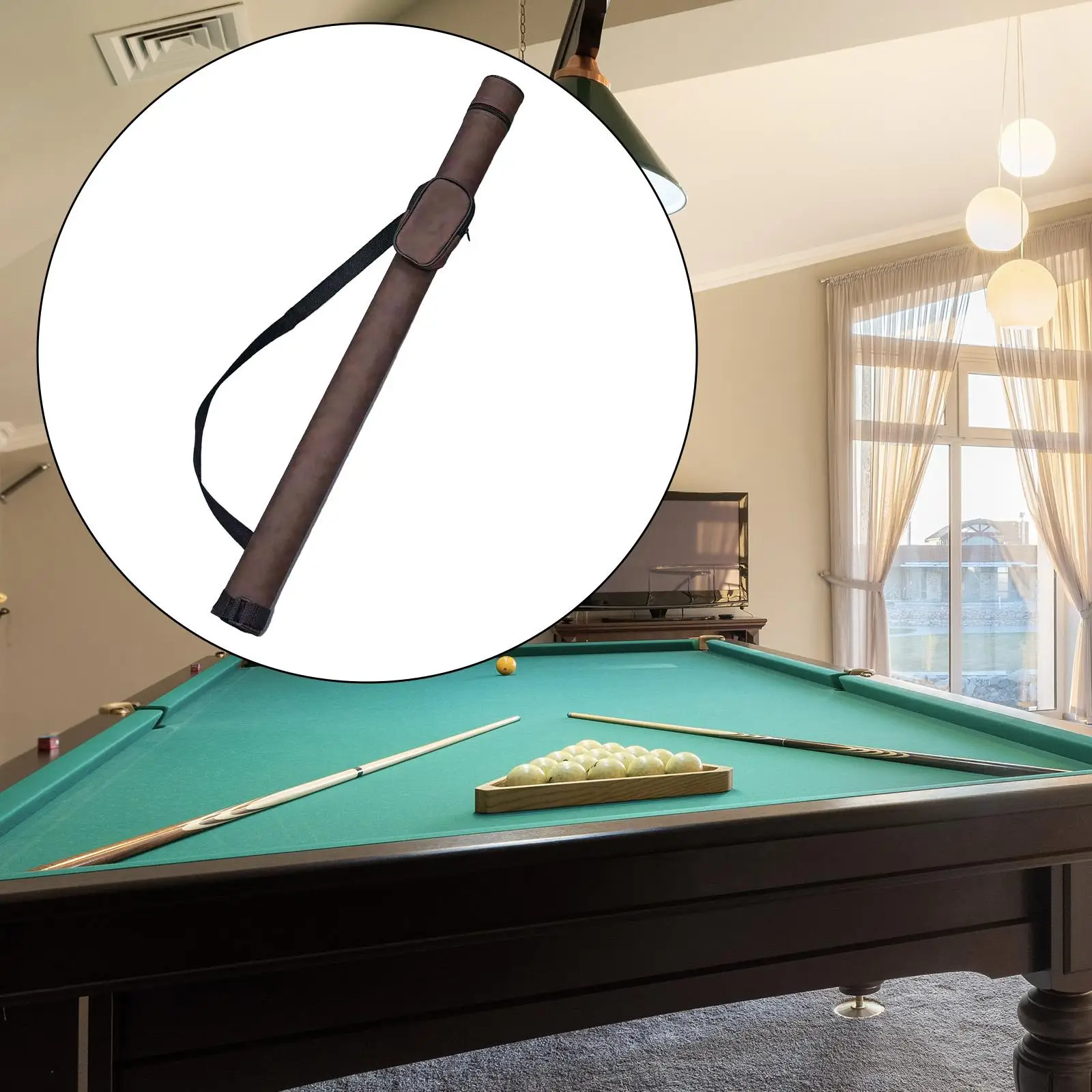 

Pool Cue Case Adjustable Shoulder Strap Container Pool Table Supplies Storage Billiard Cue Sticks Case for Club 1/2