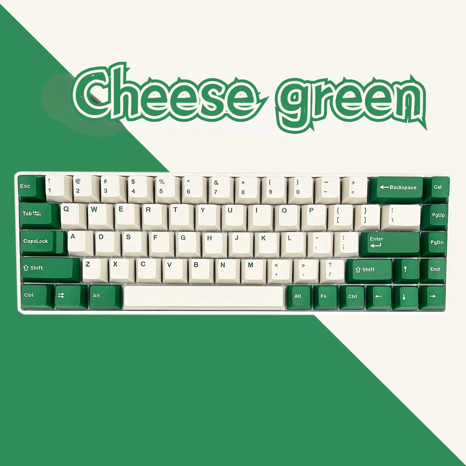 123 keys cheese green two-color keycap pbt material OEM Profile mechanical keyboard cap compatible with 61/68/87/104, etc.