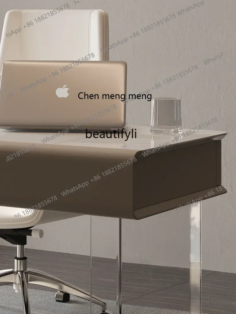 xzItalian Minimalista Acrilico Suspension Desk Moderno e Minimalista Boss Desk Luce di Lusso Home Studio Scrivania per Computer