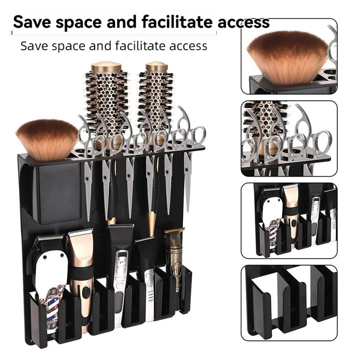 ABZJ 2X Professional Wall Mount Barber Electric Clipper Holder Salon Beauty Organizer Hairdressing Styling Tools Storage Rack