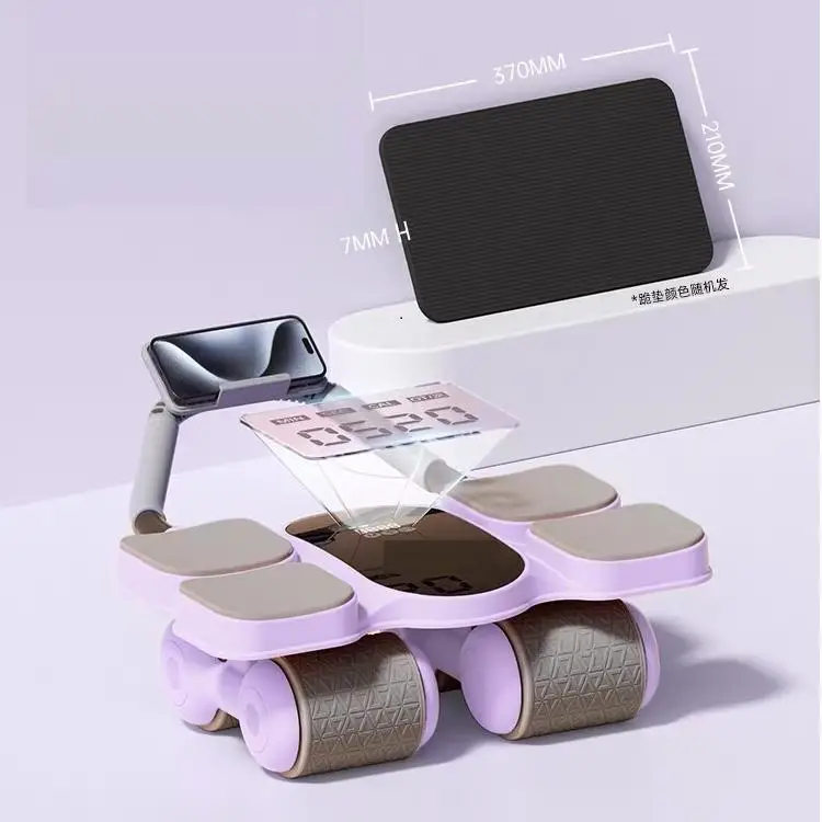 Adjustable Home Exercise Device Strong Steel Automatic Rebound Abdominal Four Wheels for Men Women's Slimming Belly Muscle