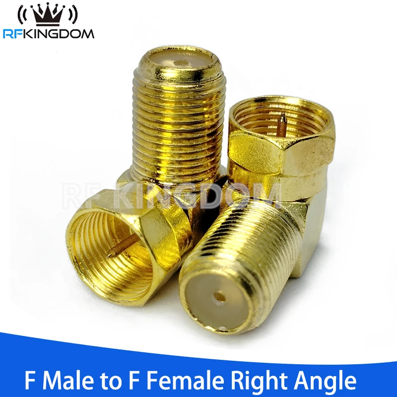 F Type Male to F Female Adapter Right Angle 90 Degree RF Coaxial Connector Gold Plated