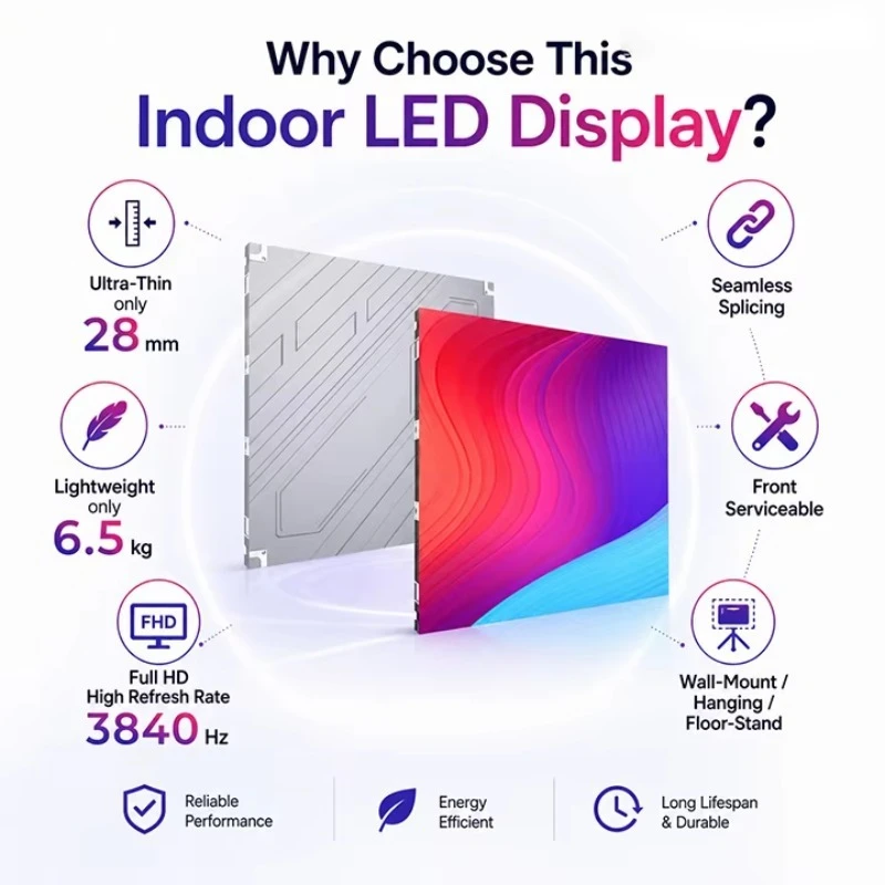 LED Display Indoor LED Screen Video Wall P1.2/P1.25/P1.53/P1.86/P2/P2.5 7680Hz 4K Seamless Splicing Front Adj