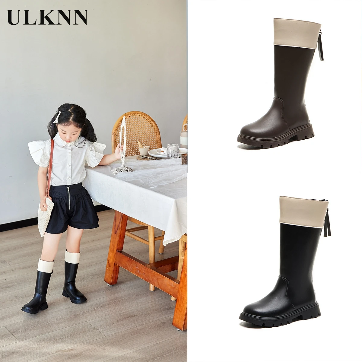 

Girls' Fashion Boots Zipper Autumn Winter New Kid's Botas Children's High Boots With Fashion Single Boot Children's Shoes