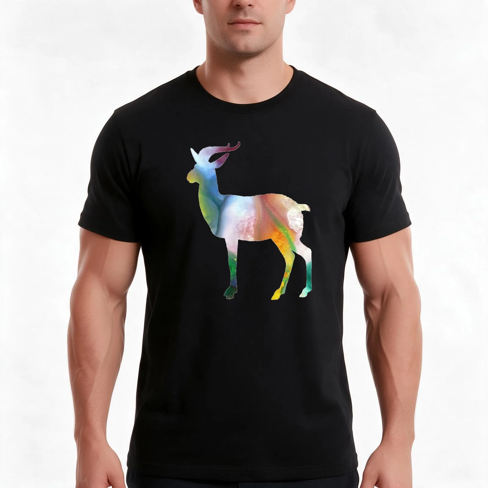 Antelope T-Shirt, Summer Casual Cotton Tee, Oversized Streetwear Tops, Vintage Graphic Print, Loose Fit Short Sleeve
