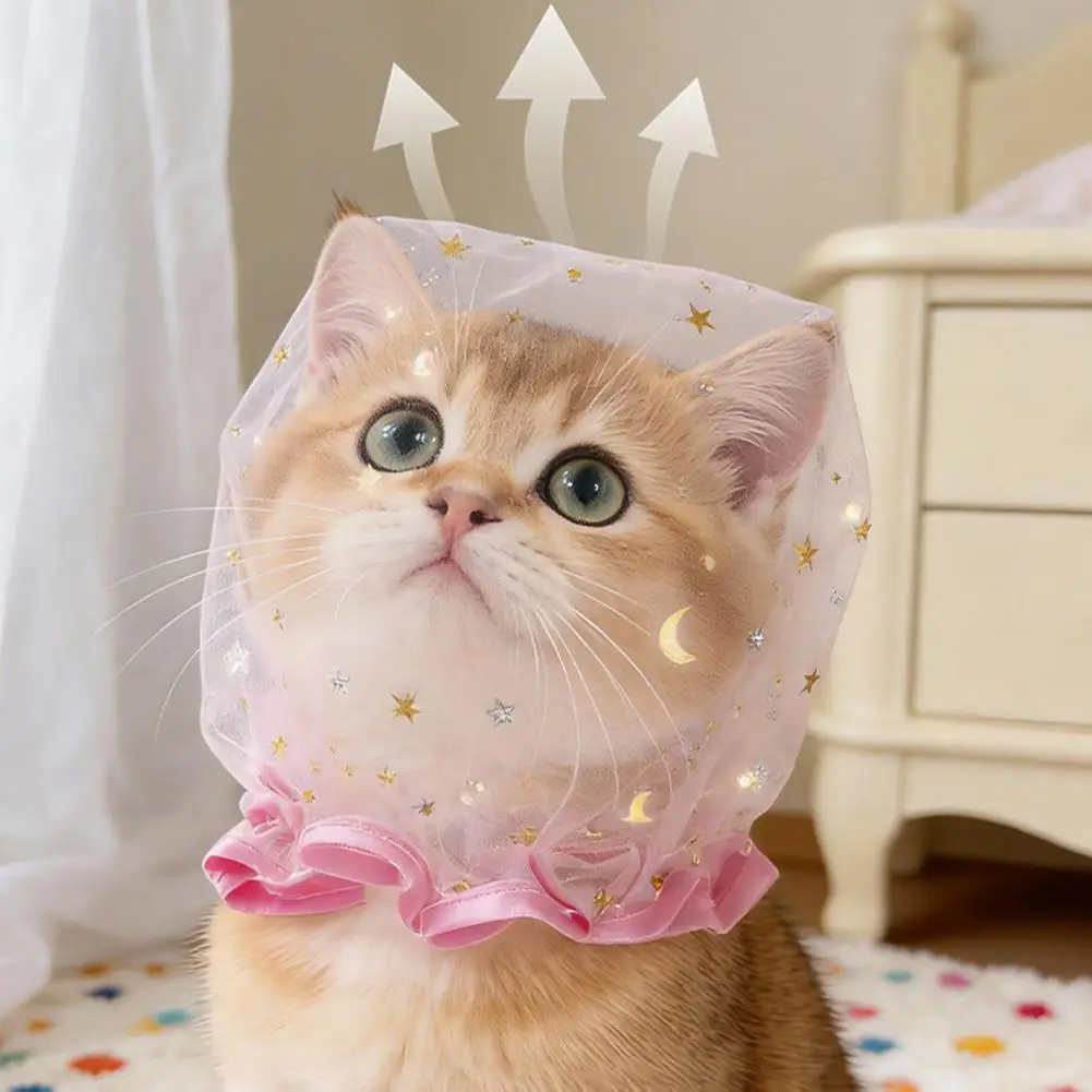 Pet Head Cover Soft Mesh Pet Head Cover Adjustable Dog Mesh Head Cover Breathable Pet Safety Hood Anti Licking Biting for Cats