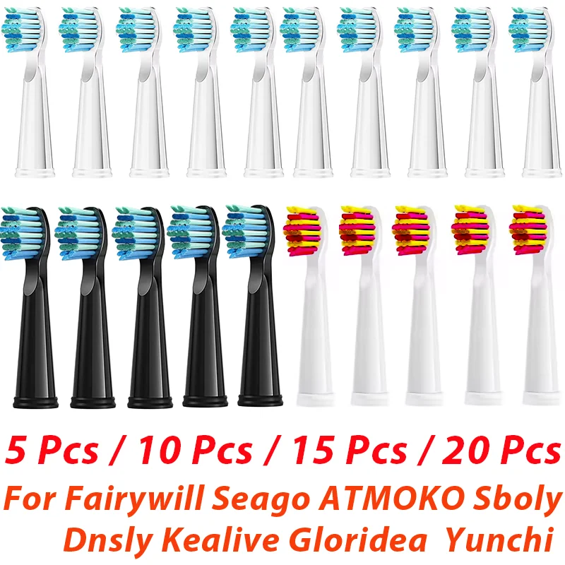 

5/10/15/20 шт. насадки для зубных щеток, работающая для Fairywill yunchi seago ATMOKO Dnsly Sboly Kealive Gloridea, электрическая зубная щетка