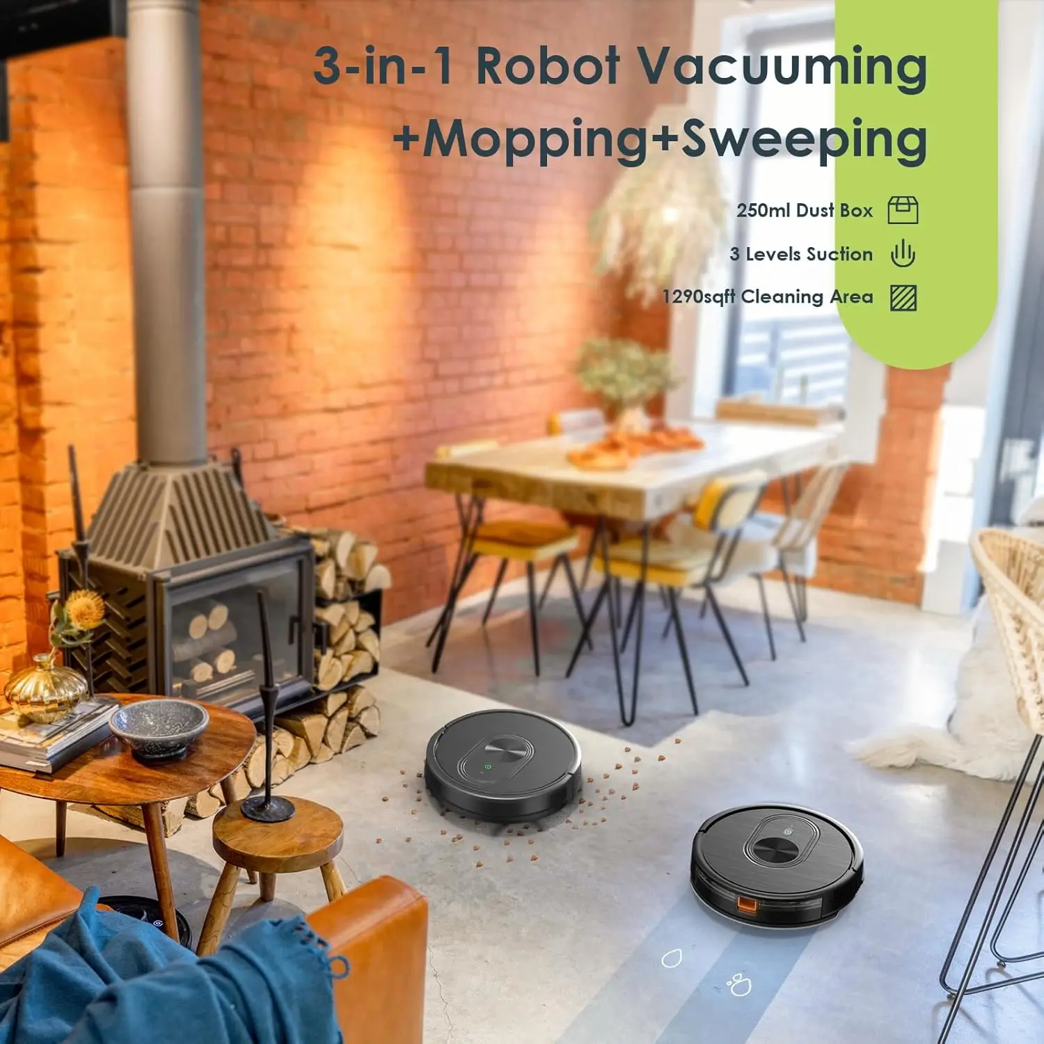 3 In 1 Robotstofzuiger Dweilen Met Schema, App/Bluetooth/Alexa, 1600Pa Max Zuigkracht, Zelfoplaadbare Robotstofzuiger, Slank