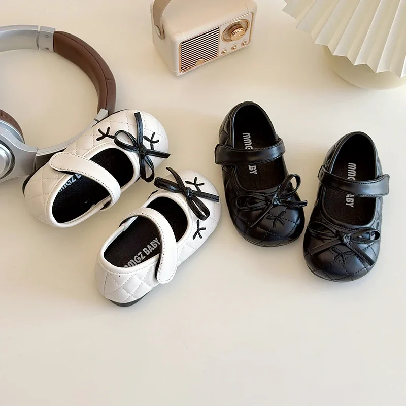 

New Baby Shoes for Girls Princess PU Preschool Shoes Exquisite Embroidered Bow Princess Wedding Toddler Shoes Children's Outdoor