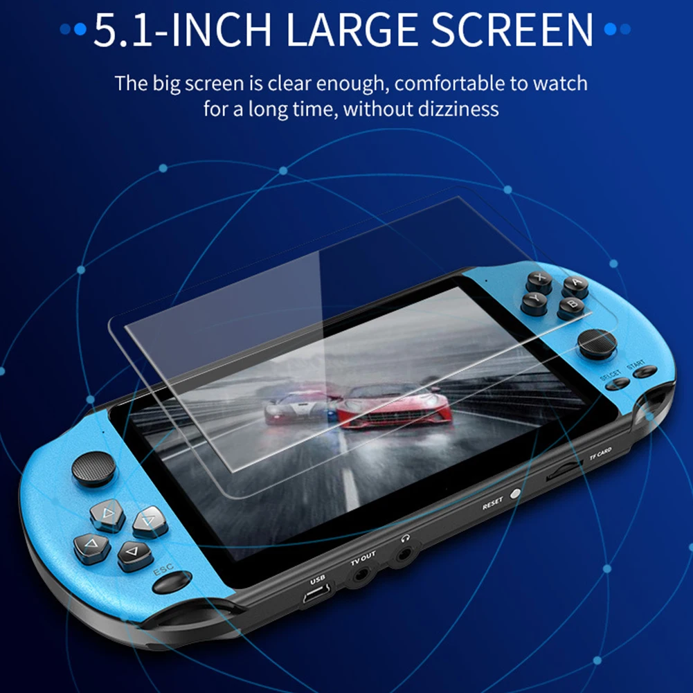 X12 Retro Handheld Game Console 5.1Inch HD Screen Portable Audio Video Player Supports 8/16/32/64/128-bit Games