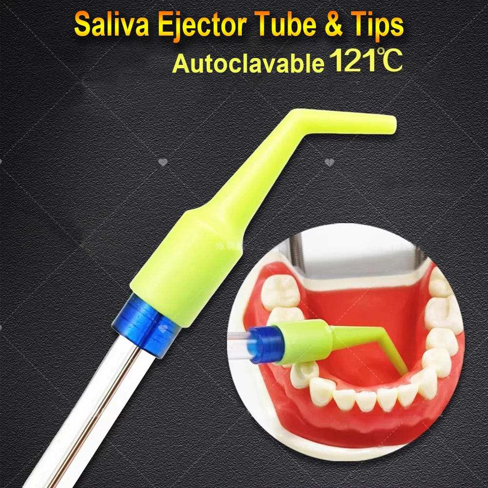 

100 шт. одноразовых трубок-аспираторов для стоматологических клиник, наконечников для отсасывания слюны, автоклавируемых, с адаптером для подключения