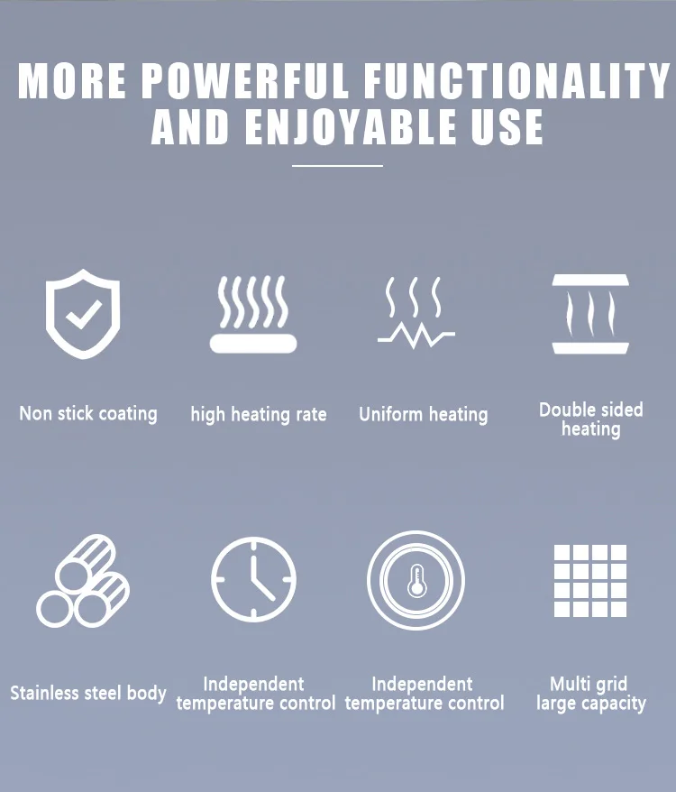 ماكينة الوافل الكهربائية المربعة غير اللاصقة ذات الرأس المزدوج لآلات كشك الوافل الخفيفة التجارية