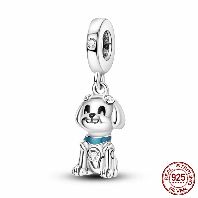 

S925 sterling silver machine dog charm bead, perfect for DIY bracelets and a great jewelry gift for women.