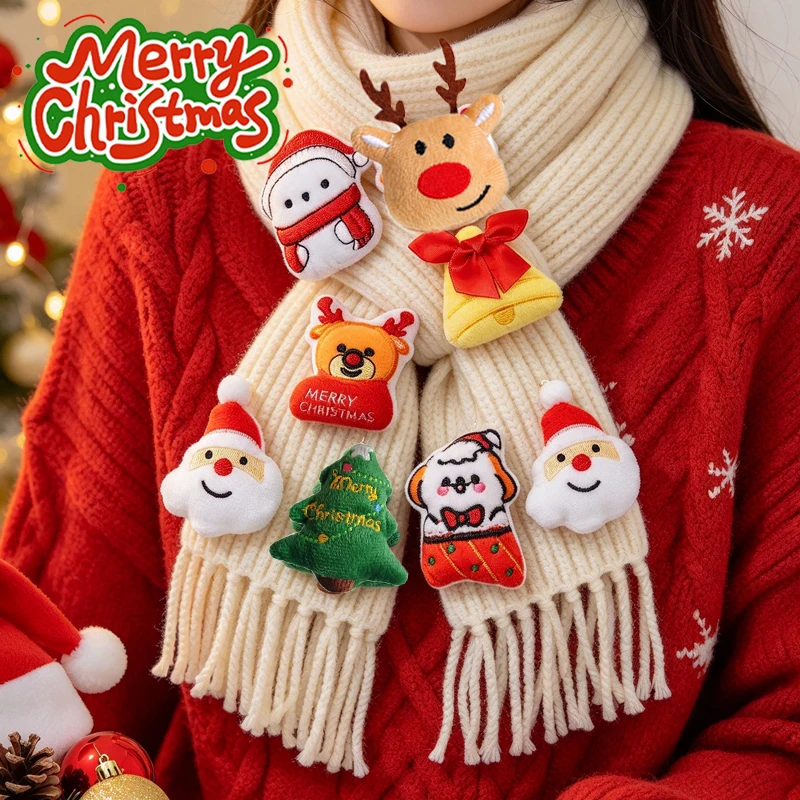 10-80pc Cute Christmas DIY Pendant Cartoon Stuffed Doll Keyring Brooch Charm Accessory for Scarf Clothing Bag Home Ornament