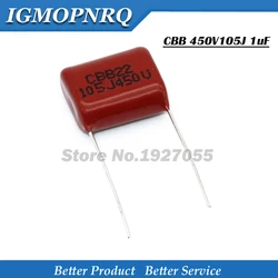 10PCS 450V105J 1uF 450V CBB Polypropylene film capacitor pitch 15mm 105 450V 1uF 450V105J-P15 new