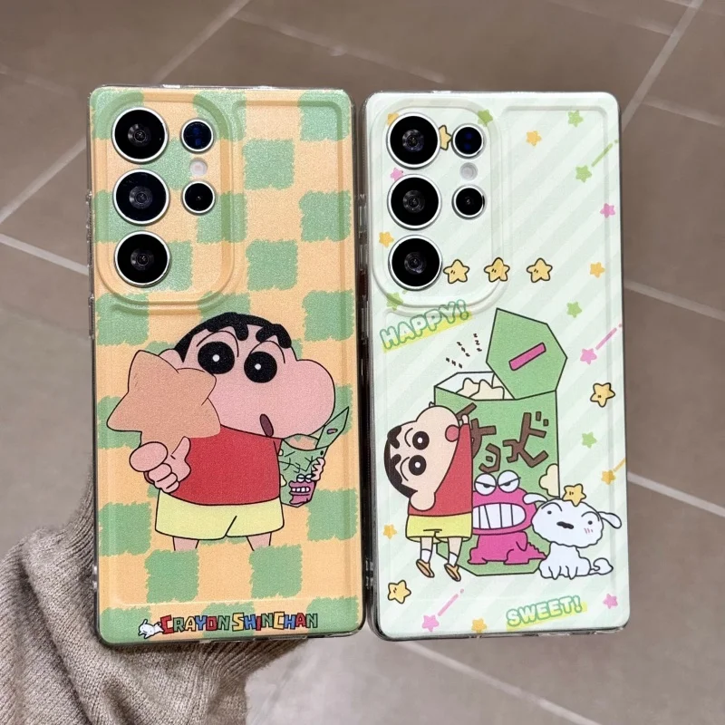 

Cute cartoon Happy Crayon Shin-chan snack Phone Case For Samsung S22 S23 S24 S30 S25 Ultra Plus Note10 20 Plus Shin-chan Holder