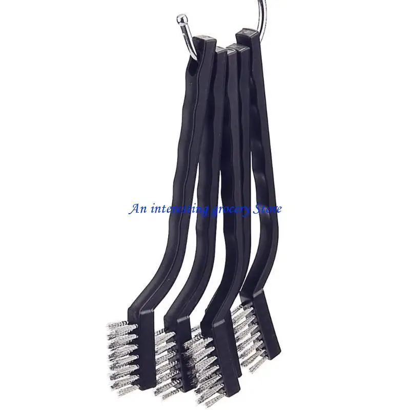 652D 20Pcs Multi-Purpose Wire Scratch Brush Small Detailing Wire Brush Curved Handle Metal Wire Brush Polishing Cleaning Tool