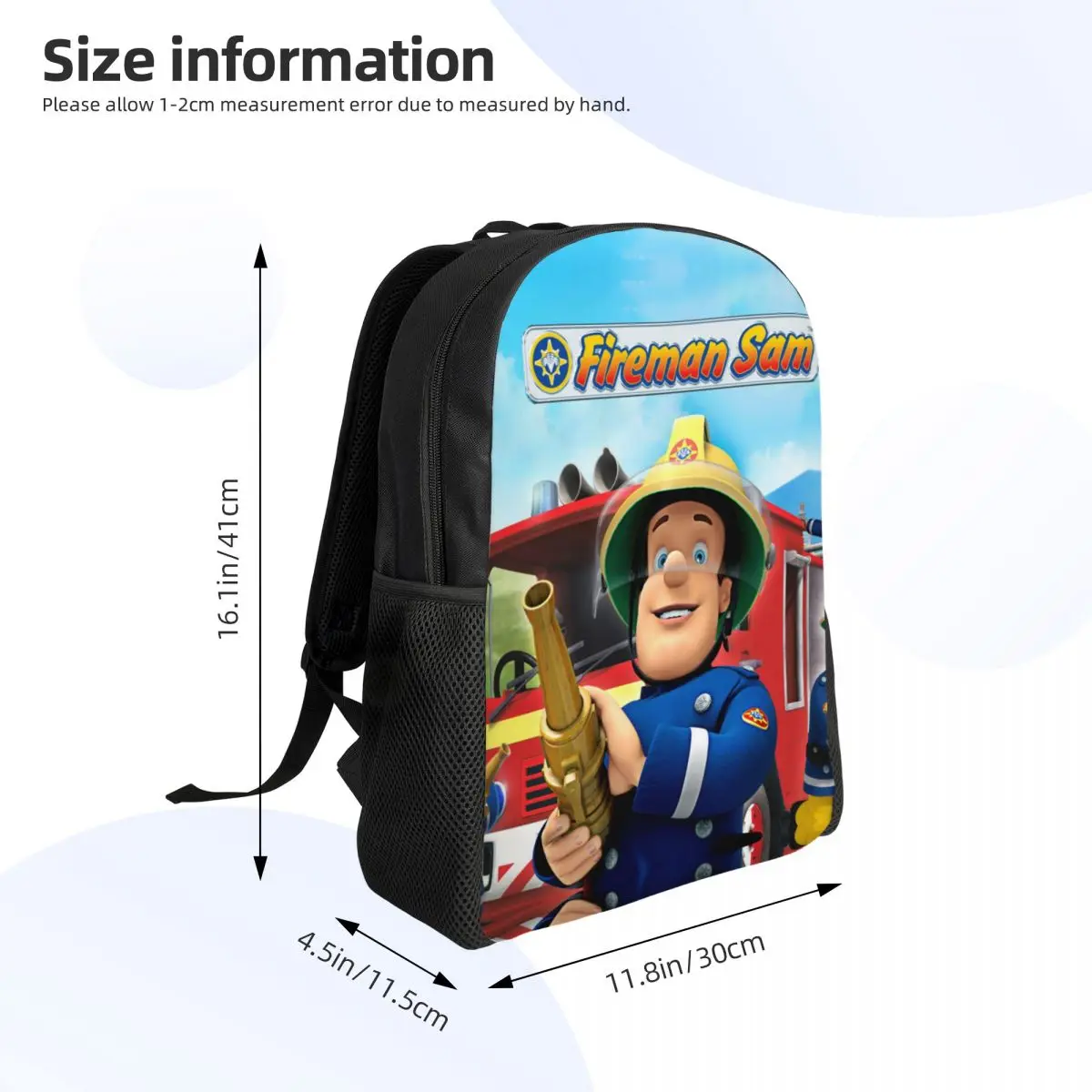 Custom Fireman Sam Backpacks for Women Men School College Students Bookbag Fits 15 Inch Laptop Cartoon Firefighter Bags