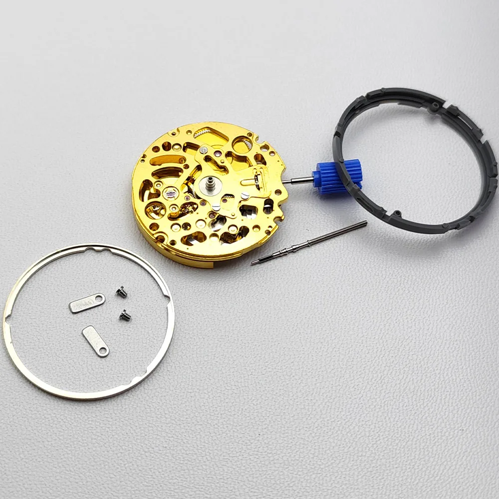 high quality Golden NH71 NH71A Automatic Mechanical Movement Japan 24 Jewels High Accuracy Skeleton NH71 Mechanism Modification