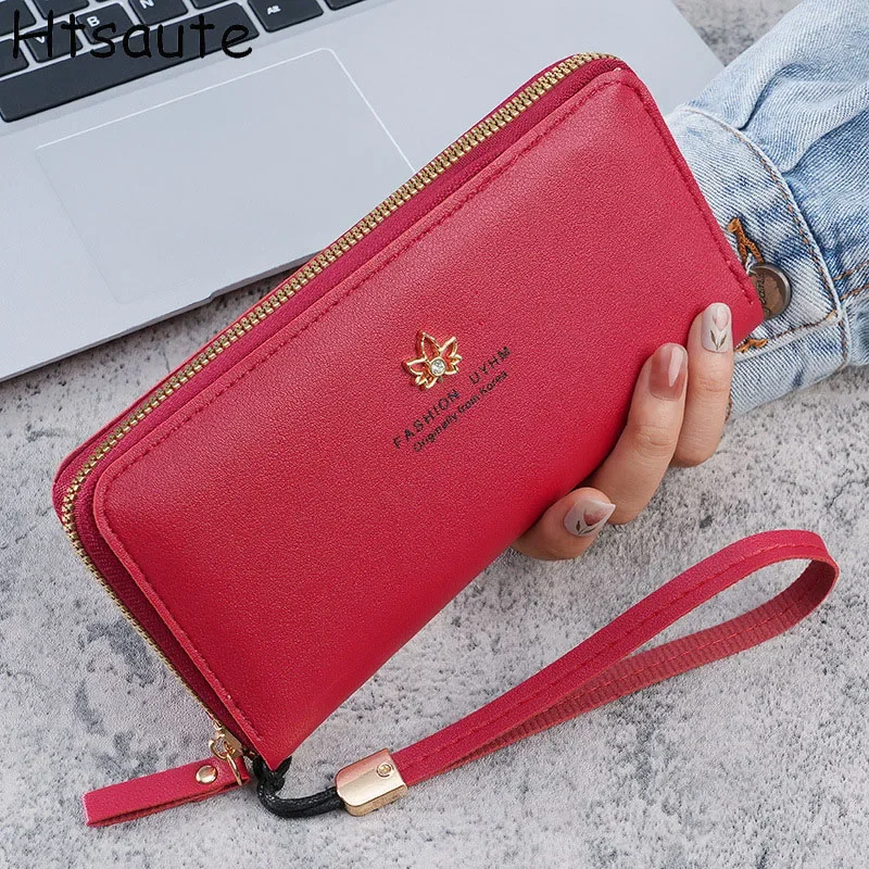 

Women's Long Wallet Solid Color High end Simple Exquisite Unique Quality Zipper Wallet Office Phone Bag Large Capacity billetera