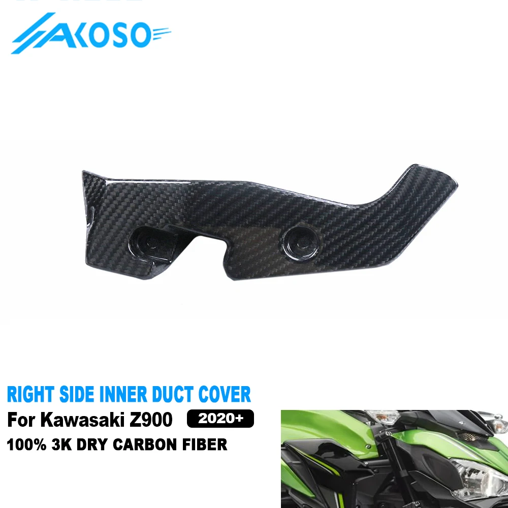 NewAKOSO 3K Dry Carbon Fiber Motorcycle Accessories Right Side Inner Duct Cover Fairing Kits for Kawasaki Z900 2020-2024 2023