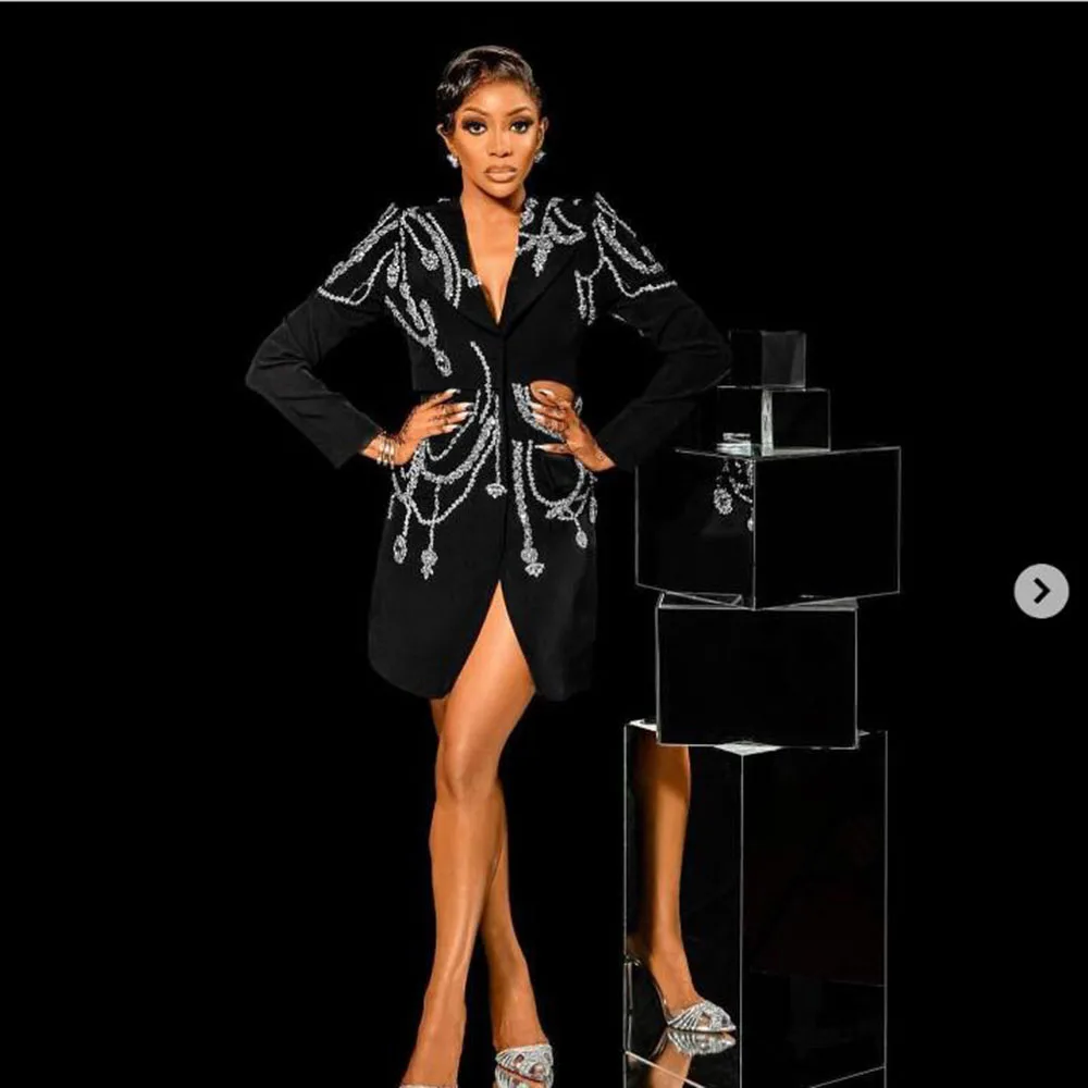 Black Crystals Wedding Tuxedo Women Pants Suits Set 1 Pcs Blazer Luxury Beads Costumes Pour Femmes Tailored Jacket Prom Dress