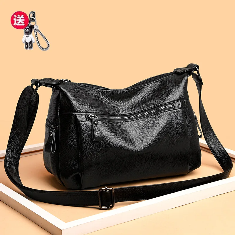 

Luxury Women's Shoulder Bag Soft PU Leather Crossbody Handbag Ladies Zipper Purses Fashion Crescent Bag Designer Large