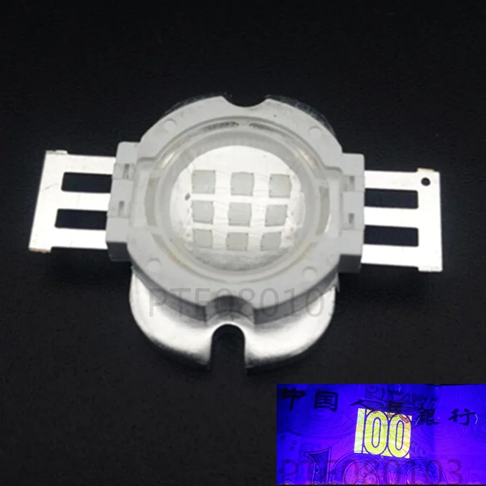 

10 Вт мощная светодиодная ультрафиолетовая лампа, светодиодная линза, 395-400 нм постоянного тока 10-12 В, 1000 мА, линза 60 градусов, мощная светодиодная лампа