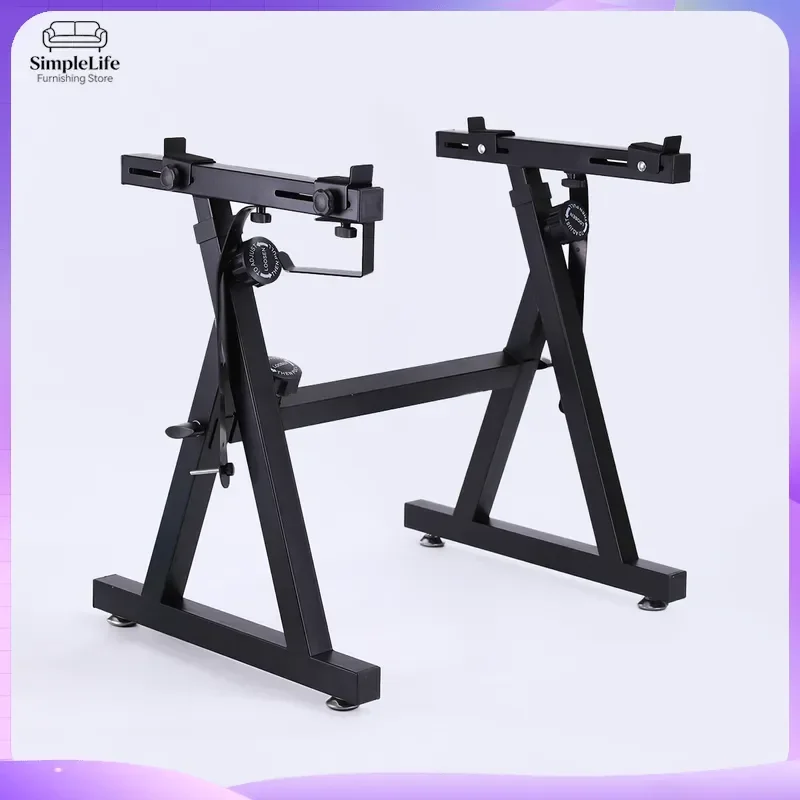 Z Shape Electronic Keyboard Stand Adjustable Height Piano Bench with Wheels Portable Music Instrument Holder Stage