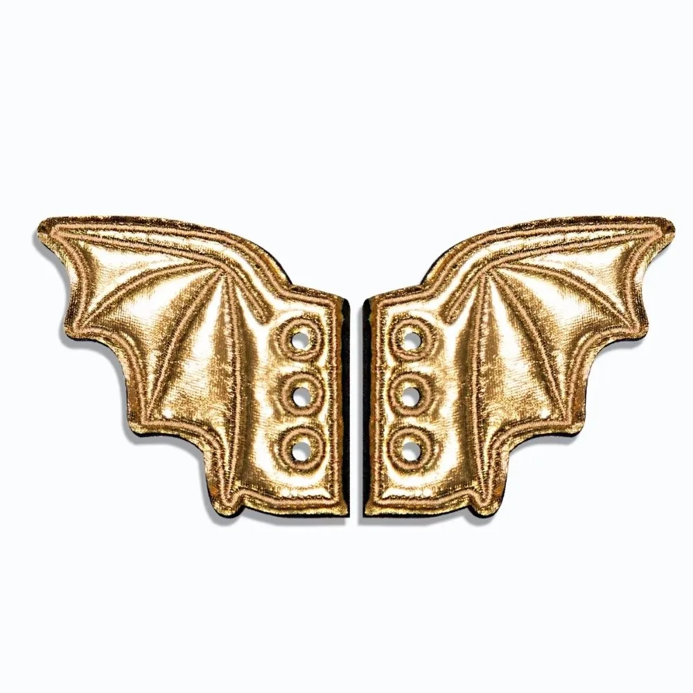 PU Leather Bat Shoe Wings Lace-Up Design Bat Wings Shape DIY Shoe Decoration Charm Wear-Resistant Lightweight