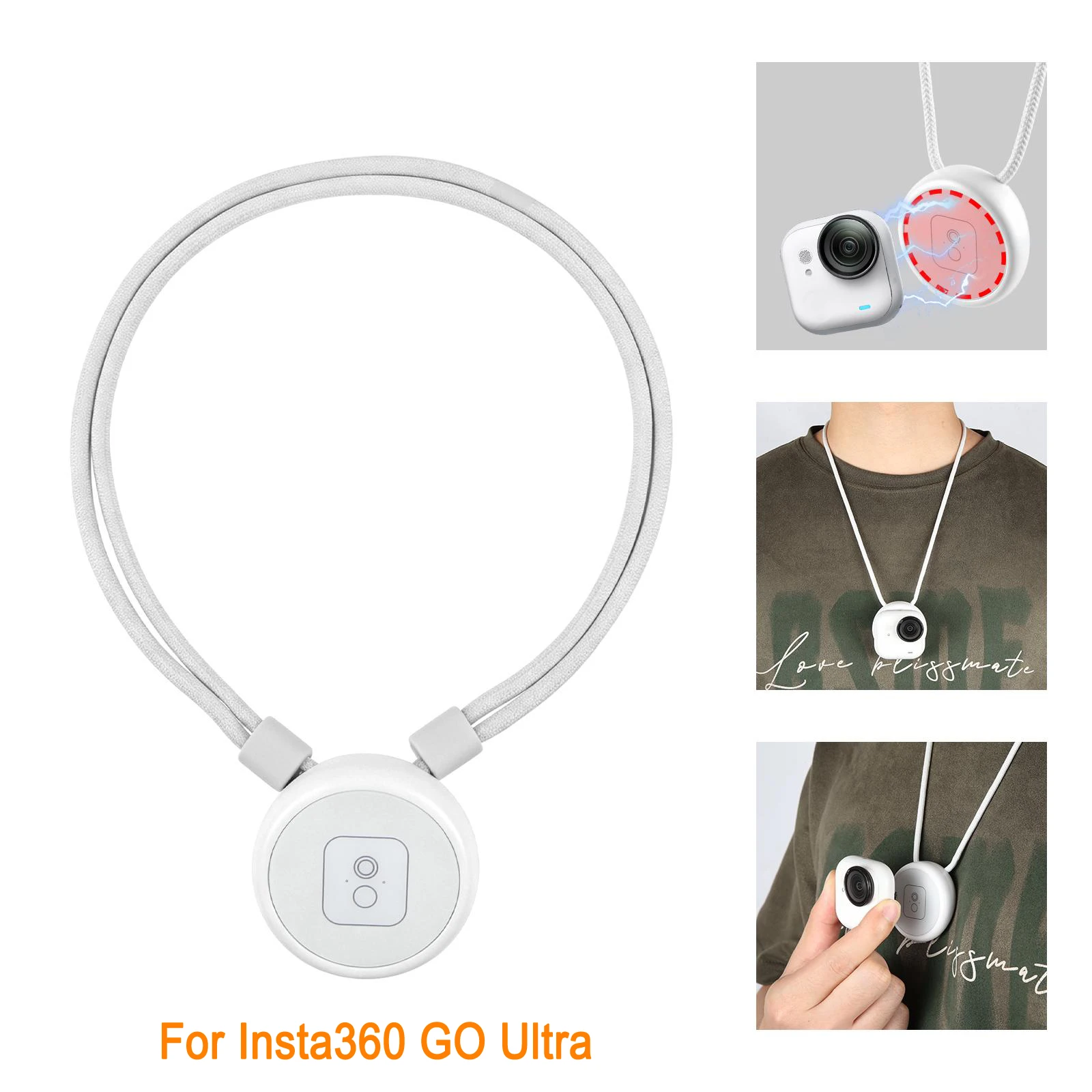 PULUZ Magnetische hangerhouder met snelontgrendelingsnekband voor Insta360 GO Ultra, voor Insta360 Go 3 / GO 3S camera kettingbevestiging