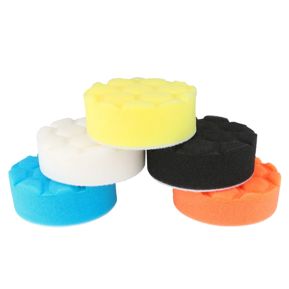 5Pcs Car Polishing Sponge Pads Kit Foam Pad Buffer Polishing Machine Wax Pads for Auto Motorcycle motor vehicle Removes Scratche