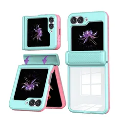 Transparent Phone Case with Hinge Protection For Samsung Z Flip 6 5 Flip6 Flip5 5G Shockproof Clear Acrylic Protective Cover