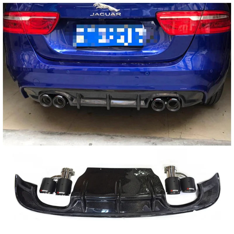 

For Jaguar XE XEL 2015 2016 2017 2018 High Quality Carbon Fiber Rear Trunk Diffuser Bumper Exhaust Lip Spoiler Splitters Cover