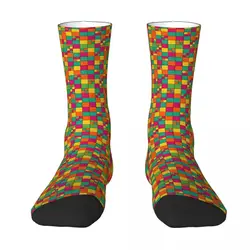 Calcetines de patrón cúbico abstracto para adultos, Unisex, para hombre y mujer