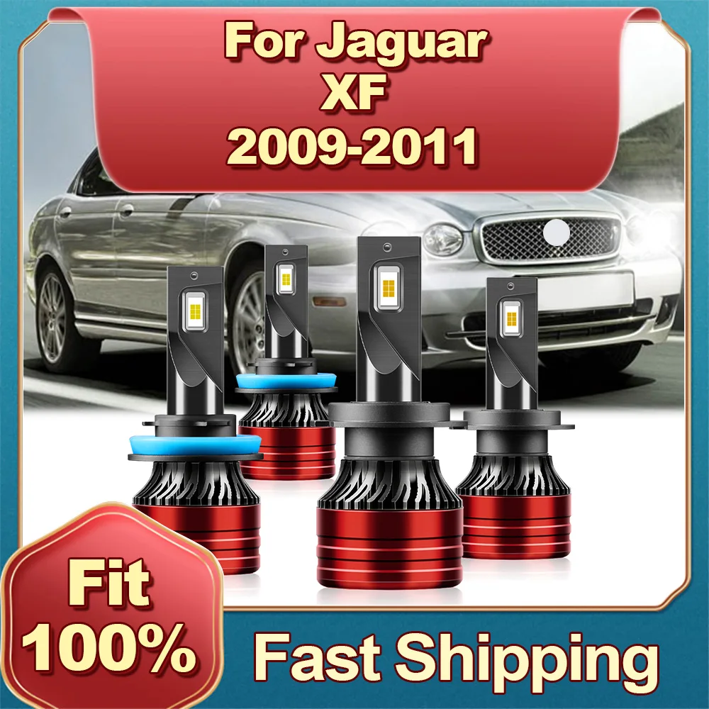 

2/4Pcs Car LED Headlight Bulbs Auto Headlamp 30000LM 12V With Fast Speed Cooling Upgrade Fan For Jaguar XF 2009 2010 2011