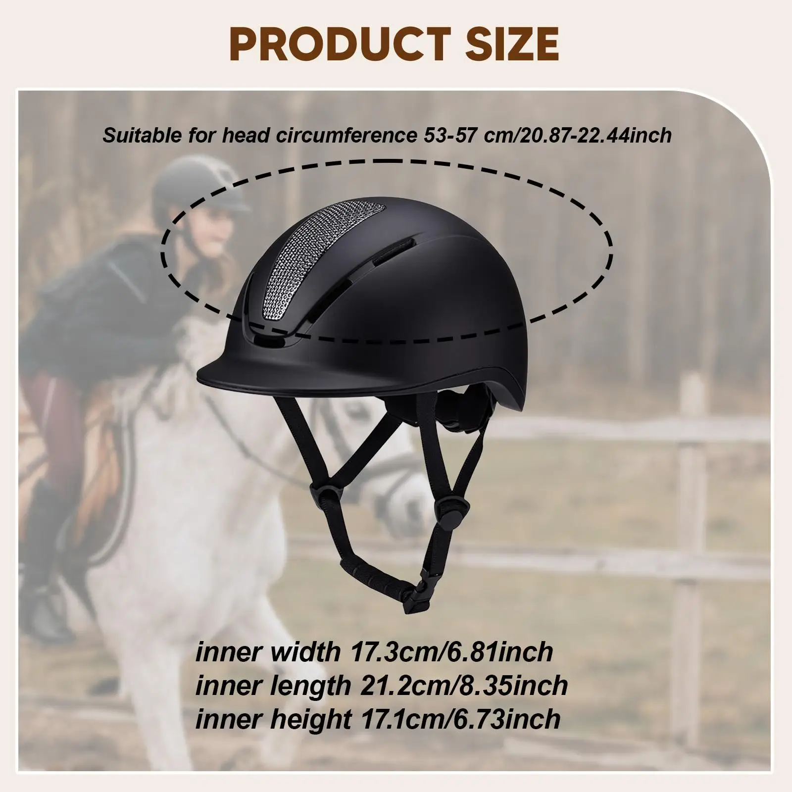 خوذة فروسية قابلة للتعديل مع حزام للذقن وواقي رأس آمن كلاسيكي لركوب الدراجات وركوب الخيل #6