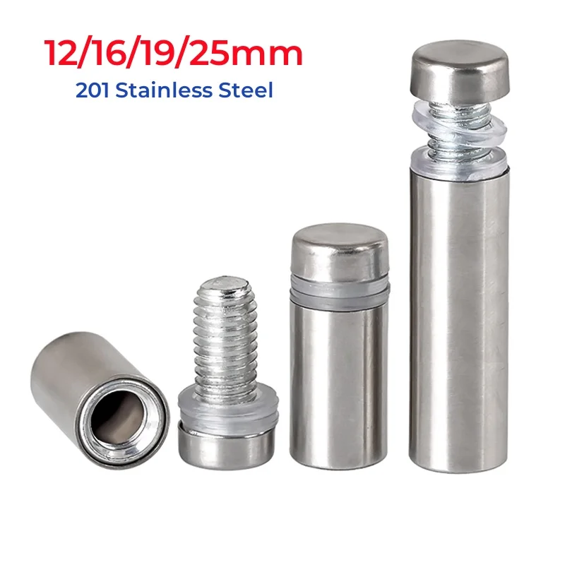 

12/16/19/25mm 201 Stianless Steel Acrylic Advertisement Standoffs Pin Nails Billboard Fixing Screws Hardware