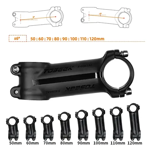 TOSEEK Ultralight Aluminum Bike Handlebar Stem 6° 7° 17° 25° Degree Mtb Stem 35mm-120mm Power Mtb 31.8mm Mountain Bicycle Stem