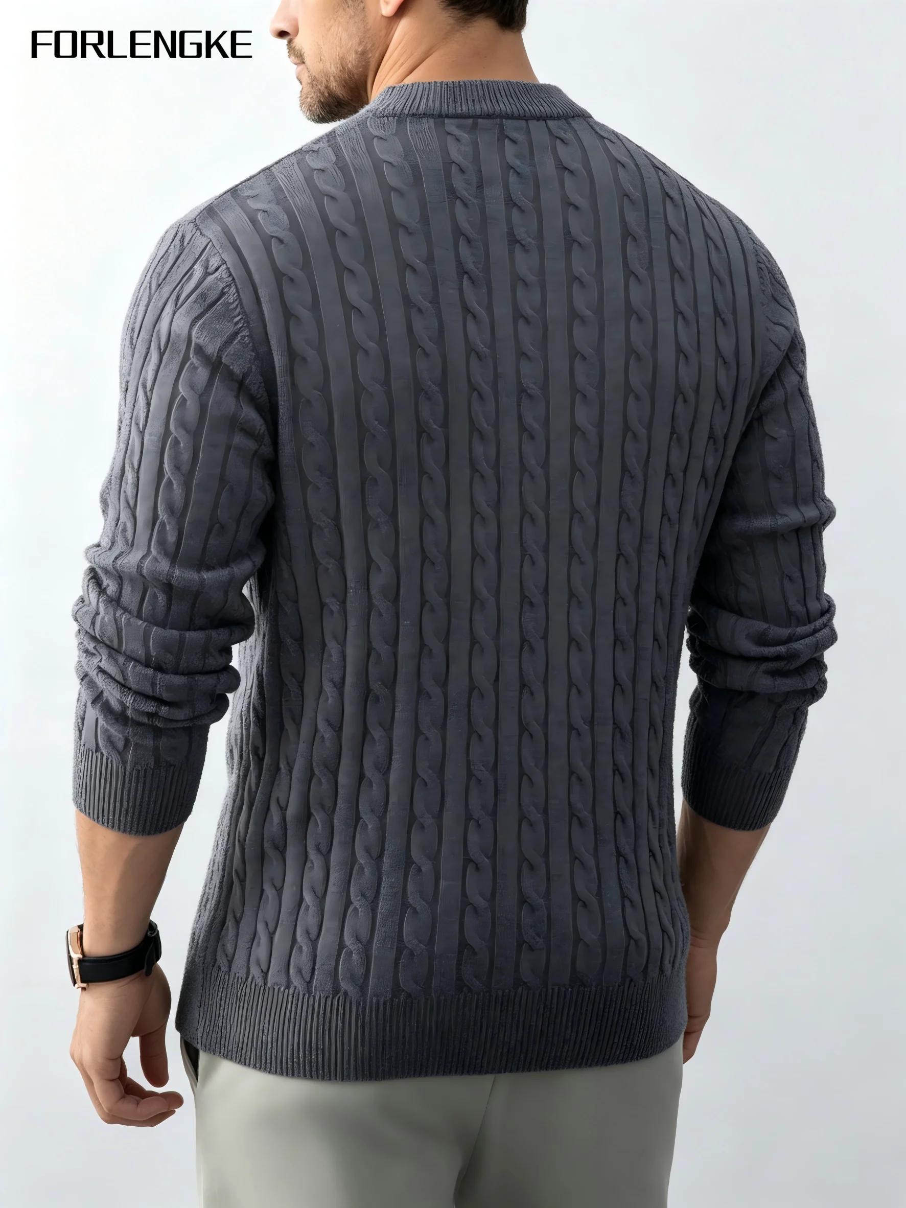 FORLENGKE Men's Business Casual Half Zip Mock Neck Cable Knit Sweater, Soft Warm Acrylic Long Sleeve Pullover for Fall Winter Of