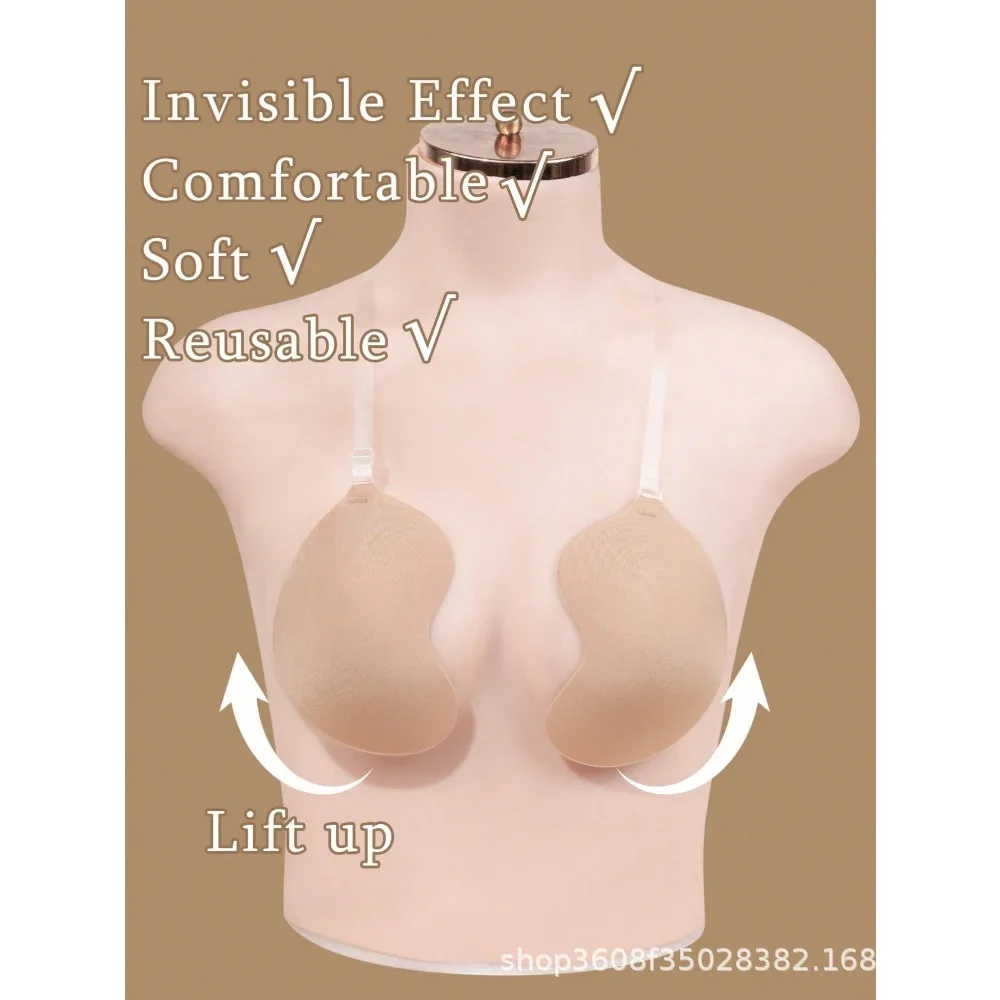 Autocollant de poitrine de soutien-gorge en Silicone pour femmes, soutien-gorge Transparent, nouvel grand autocollant de poitrine en Silicone, autocollant en Latex rassemblé et épaissi