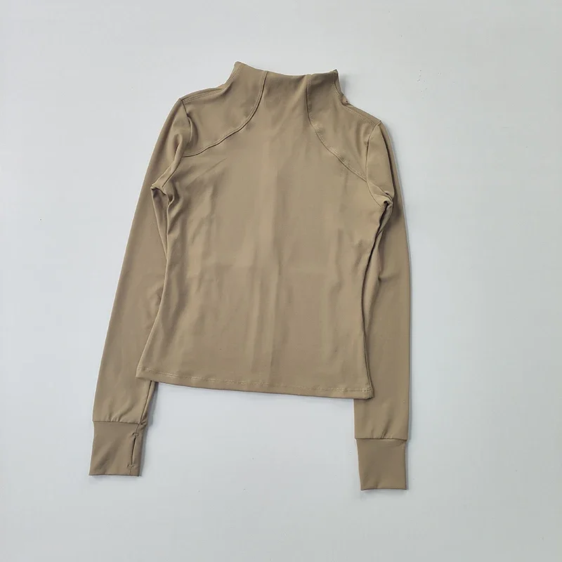 Damen Slim Fit Sportjacke Professionelles Schnelltrocknendes Langarm-Crop-Top für Laufen Pratiyog Shirt Yoga-Kleidung – Detail 2