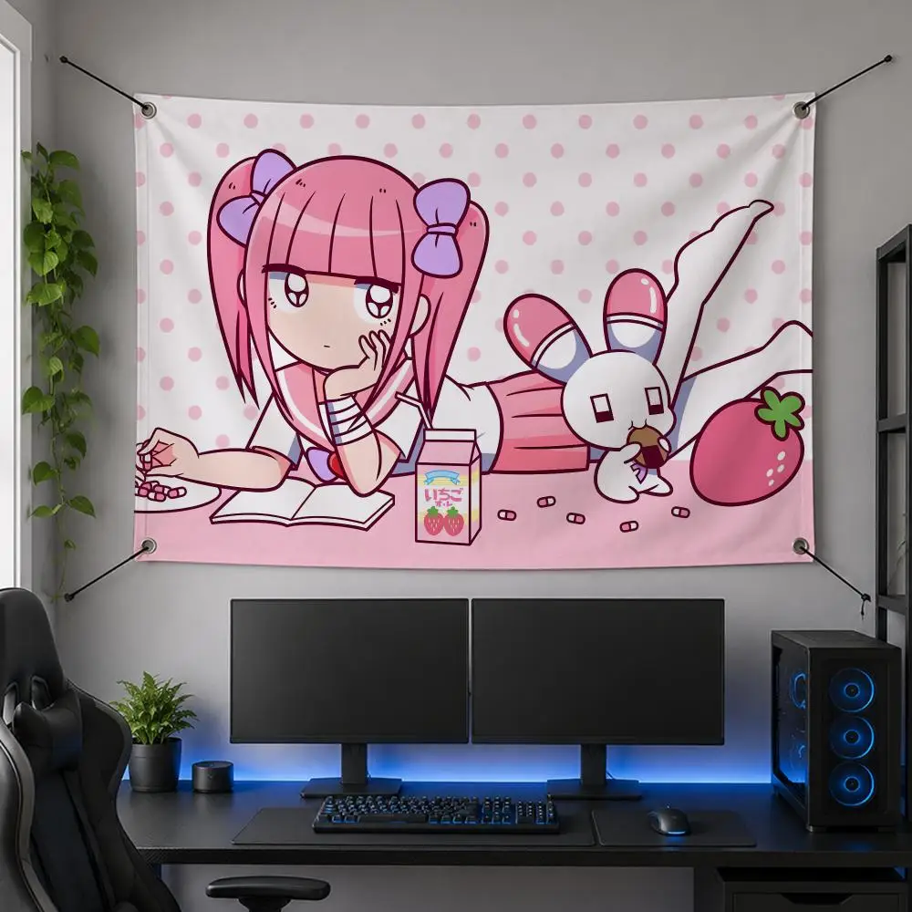 Comic Creative Digital Famous Art Series M-Menhera-chan Flags Flag Banner for Bedroom Dorm Party Home Living Room Game Room Gift