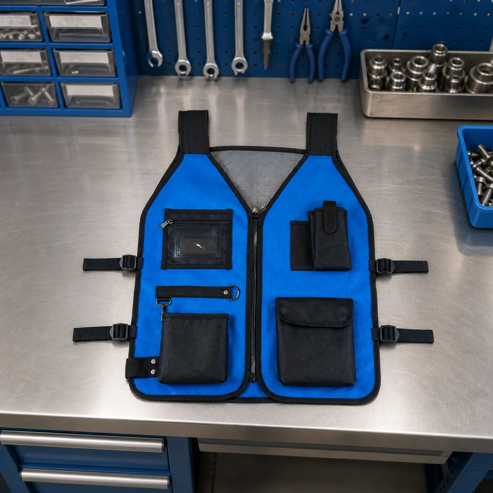 Multifunctional Work Vest Hands-Unrestricted Electrician Tool Vest Breathable Adjustable for Electricians, Outdoor Projects