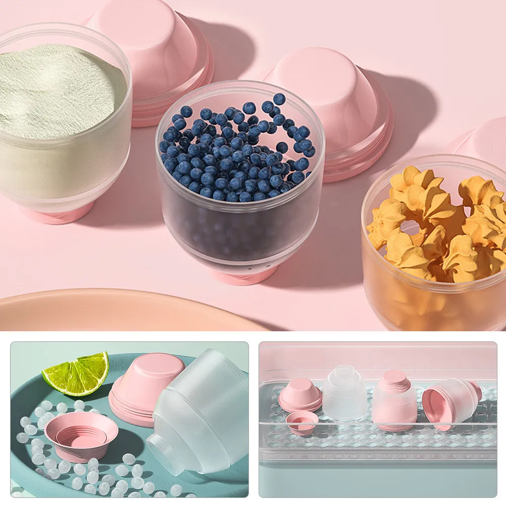 

1Set Detachable Milk Powder Container 3 Layers Portable Baby Food Storage Box Snack Cups Travel Dispenser Lightweight Stackable