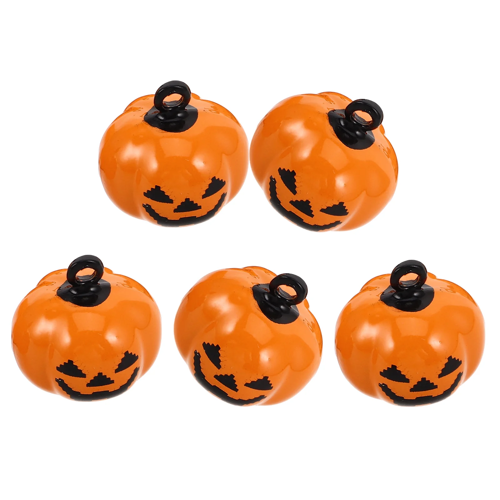 

5pcs Cartoon Pendant Pumpkin Shape Copper Pet Necklace Accessories Halloween Decoration(Orange)