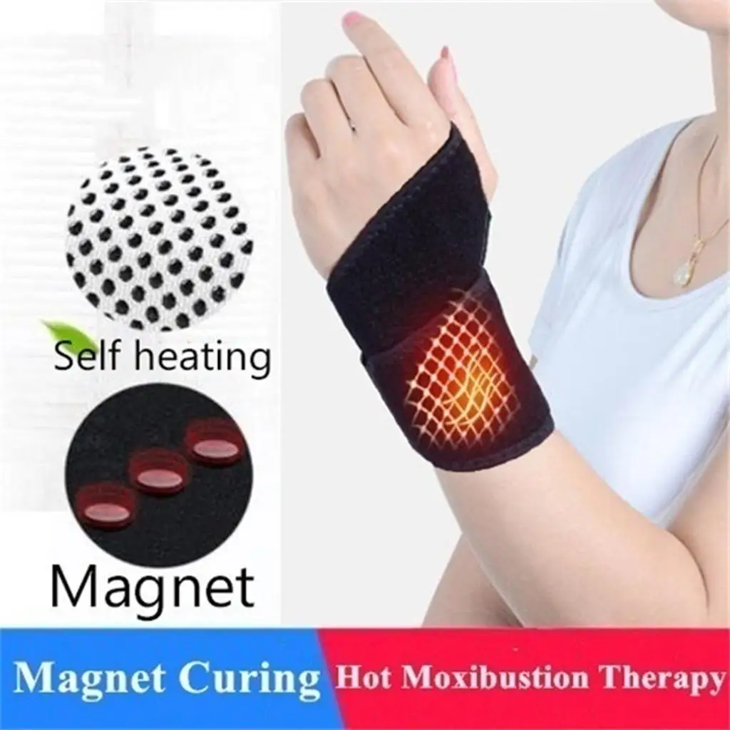 1 Pair Heated Wristband Professional Magnetic Therapy Sports Protection Wrist Pain Relief Far Infrared Magnetic Therapy Pads