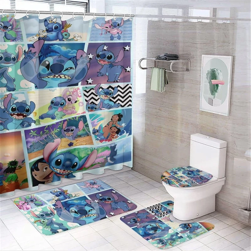 Shower Curtain Stitch Carpet Toilet Mat Waterproof Splash Protection Floor Curtain Bathroom Accessories Multi Sizes