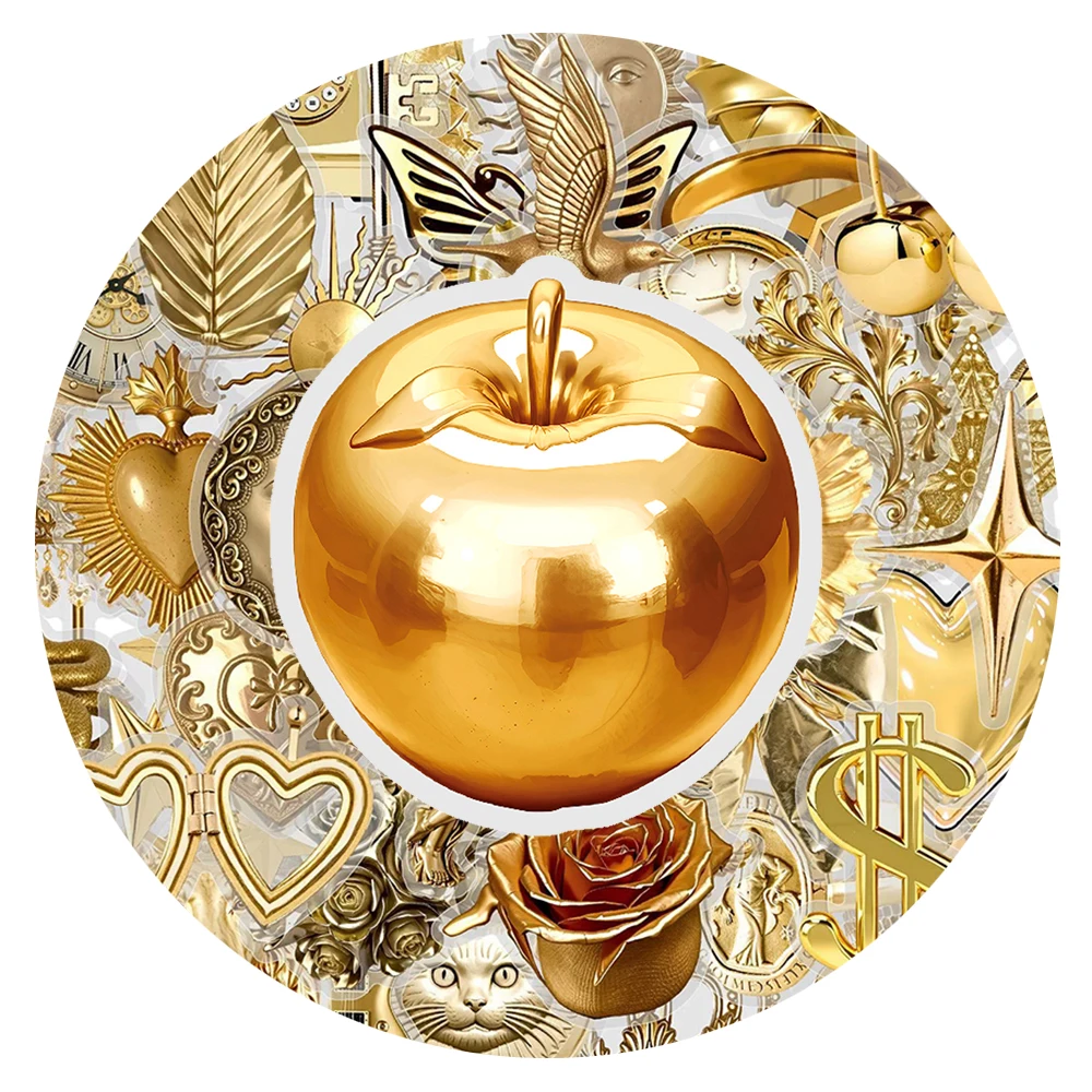 

10/30/50pcs Transparent Retro Gold Ins Style Stickers Art Aesthetic Decals Decoration Laptop Phone Water Bottle Sticker Packing